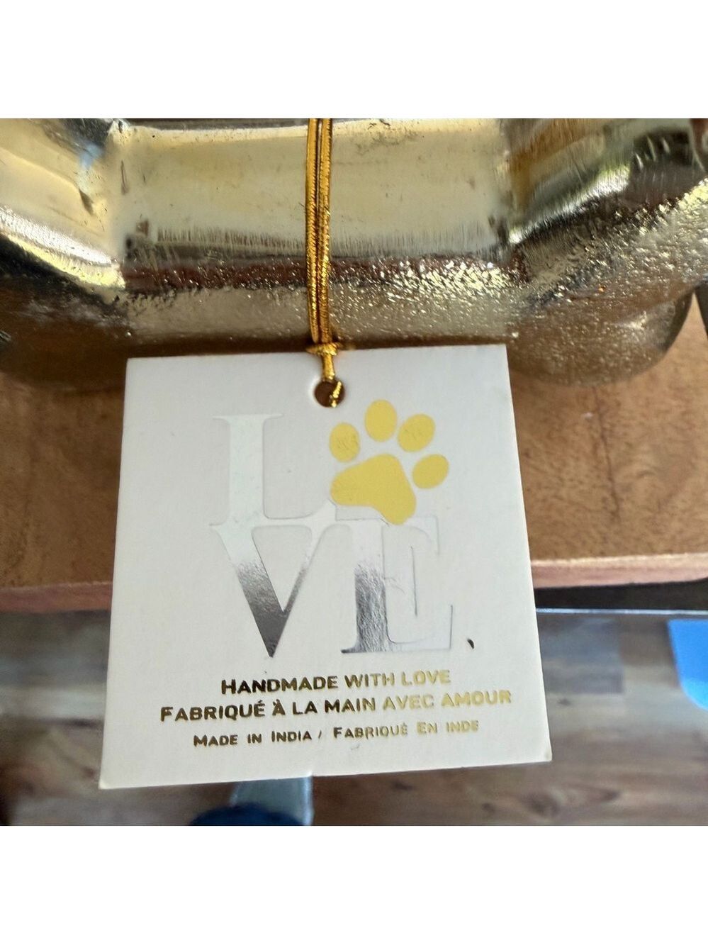 NEW Gold Dog Bone and Wood Base Stocking Holder for Pets - Picture 3 of 12